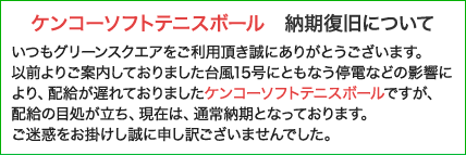 ケンコー納期延滞のお知らせ